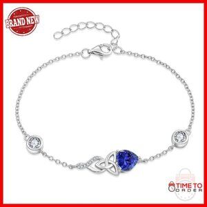 Sterling Silver Celtic Knot Infinity Bracelet with Birthstone